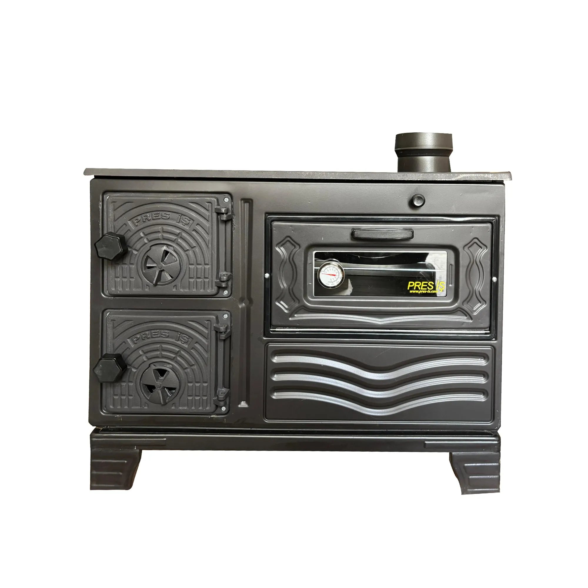 Durable Cast Baking Oven Cooker Oven by Burning Wood Black - CastingFire