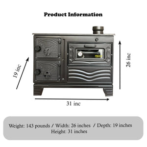 Durable Cast Baking Oven Cooker Oven by Burning Wood Black - CastingFire