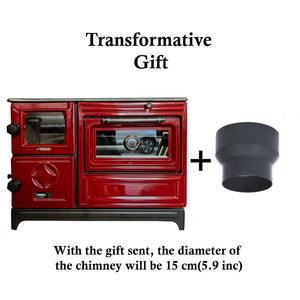 Red Cast Iron Wood Stove - CastingFire