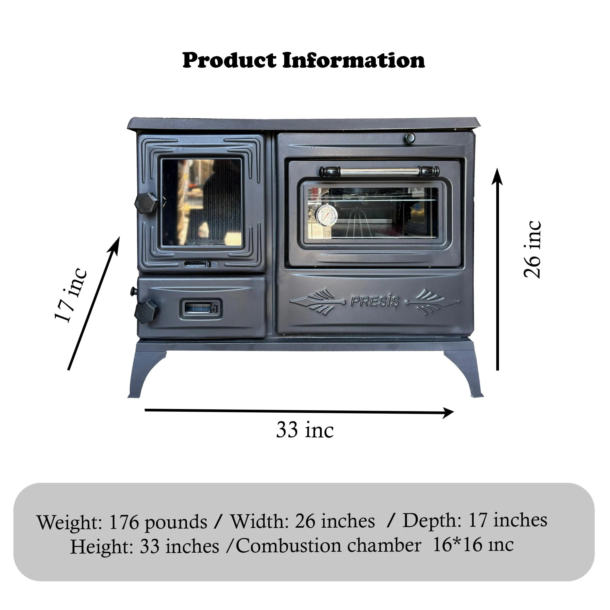Black Cast Iron Stove Farmhouse Kitchen Home Stove With Oven Transformative Gift - CastingFire