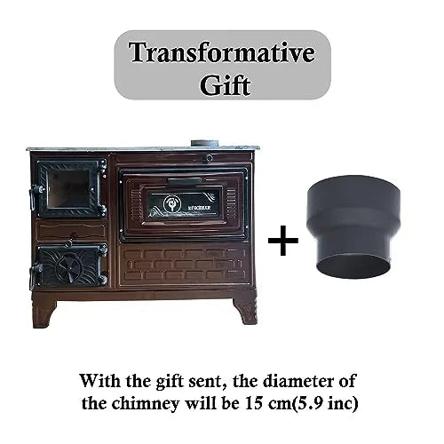 Cast Iron Stove with Oven - Brick Lined Fireplace - CastingFire