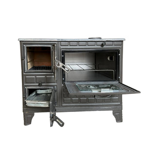 Cast Iron Stove with Oven - Brick Lined Fireplace - CastingFire