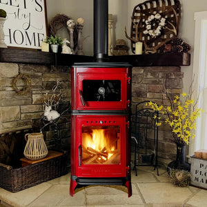 Colorful Cast Iron Wood Stove Pipe Set 3 Straight Pipes + 1 Elbow Pipe - TheCastingFire