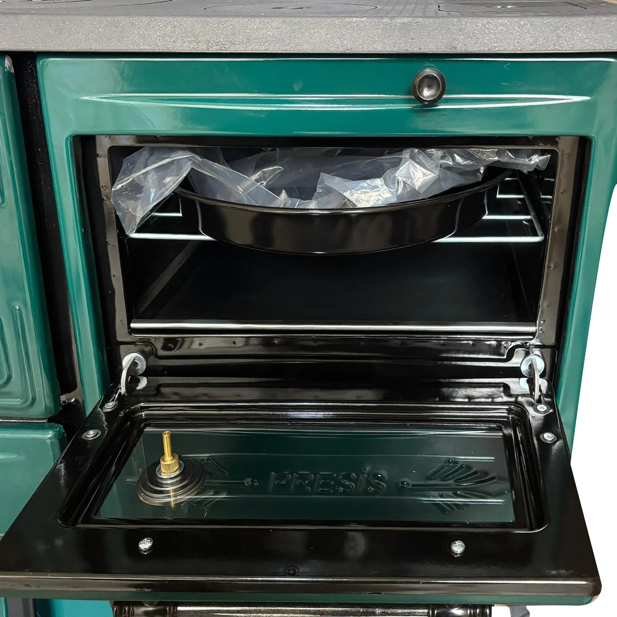 Green Cast Iron Wood Stove - TheCastingFire