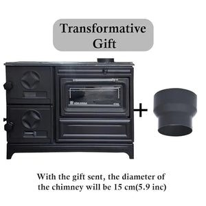 Grey Cast Iron Stove with Oven - Casting Fire