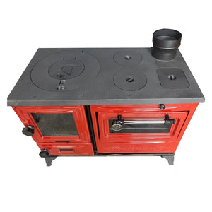 Red Cast Iron Burning Fireplace Wood Stove - TheCastingFire